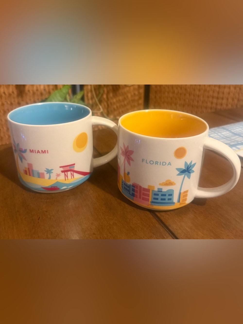 STARBUCKS YOU ARE HERE COLLECTION MUGS~ Set of 2~ MIAMI & FLORIDA